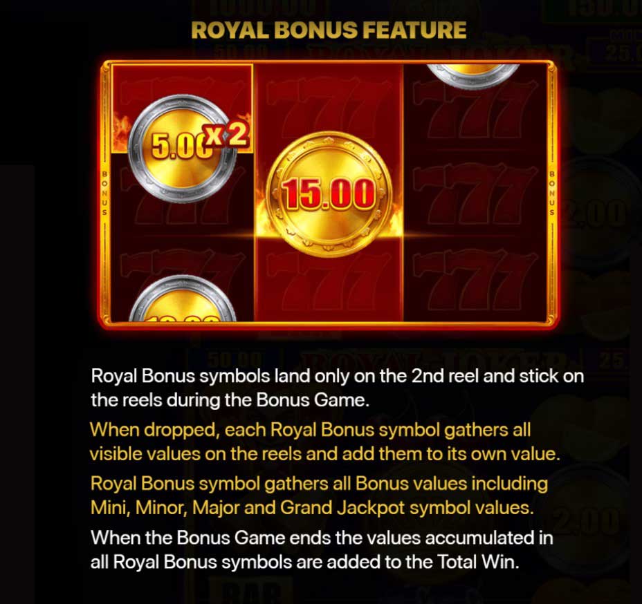 Royal Joker: Hold and Win slot game royal bonus feature